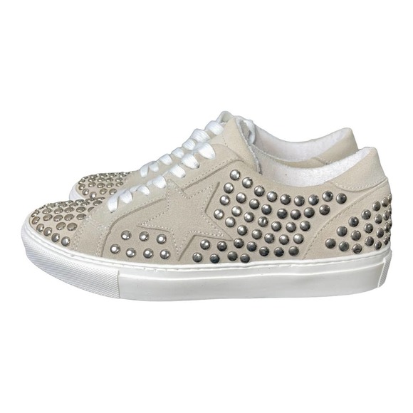 Steven by Steve Madden Tan Studded Pact-S Suede Sneakers - Picture 4 of 9